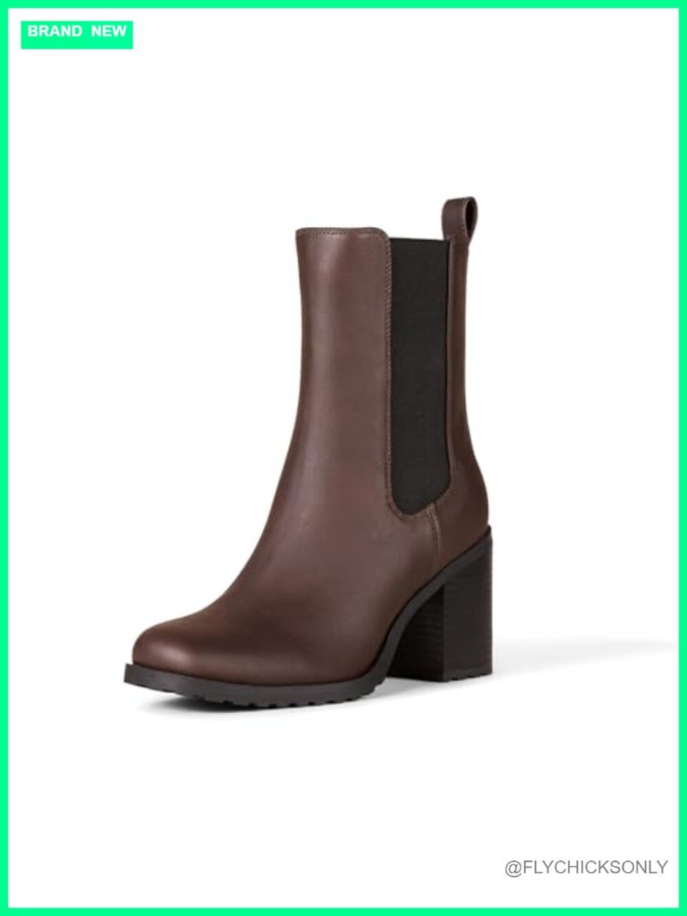 Women's Mid Calf Heeled Chelsea Boots Faux Nubuck Lug Sole Slip On